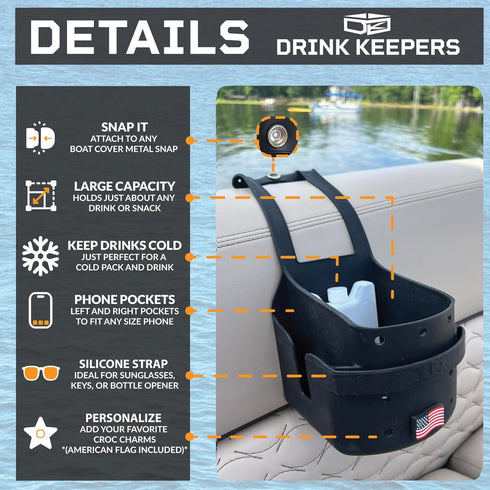 Drink Keeper Universal Drink Cup Holder for Walker | Extra Large Stroller Cup Holder with Phone Side Pockets | Perfect