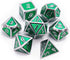 Haxtec 7 Die Metal DND Dice Set, Green Elven Goblin D&D Dice Compatible with Dungeons and Dragons RPG