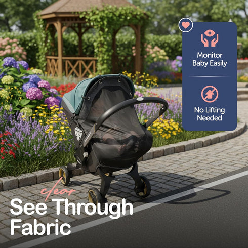 Stroller Sun Shade - Universal UV Protection Cover for Strollers Sunshade with See Through, Clip-On Sun Blocker, Sun