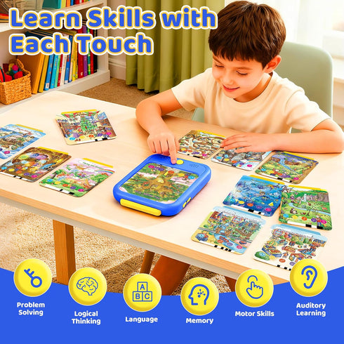Qiaojoy 3-5 2000+ 3 4 5 6 Kids Learning Tablet Bilingual, Montessori Educational Learning Toys for Toddlers Year Olds