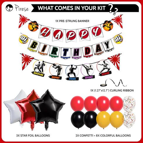 Karate Birthday Party Supplies, Martial Arts Decorations, Happy Birthday Banner, Black Belt Party Decorations