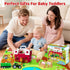 1 2 3 Set 1-3, Farm Animal Toys for Year Old Toddlers, Big Red Barn with Farm Mat & Animals & Tractor Toy for Boys