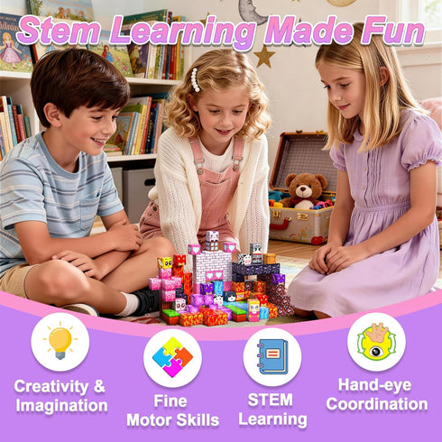 100PCS 0.8inch 3 4 5 6 7 8-12, Magnetic Blocks for Kids, Magnetic Building Blocks, Magnetic Cubes for STEM
