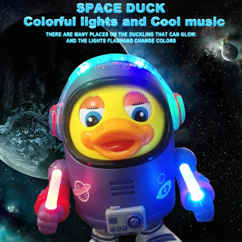 Dancing Electric Space Duck Toy for Toddlers with Lights and Sounds