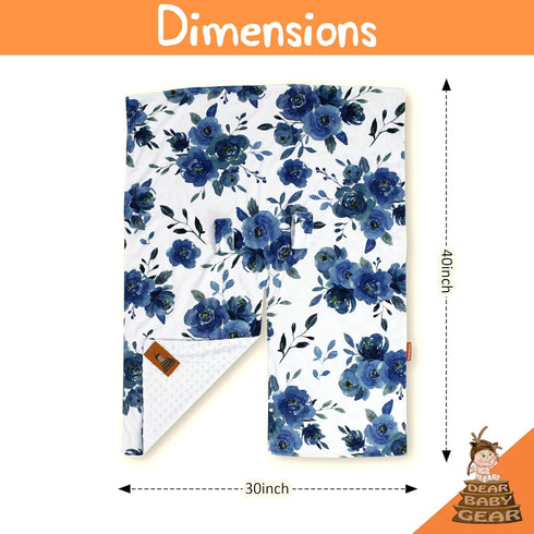 Dear Baby Gear Floral Baby Car Seat Canopy with Snap Button Opening, Newborn & Toddler Cover, Blue Watercolor Roses