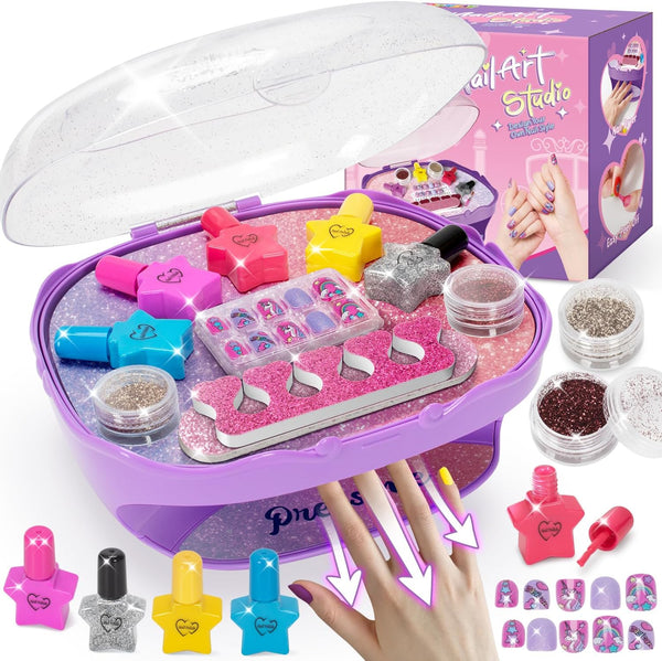 RIANEAN Girls Nail Polish Set Purple, Toys for Girl Age 5 6 7