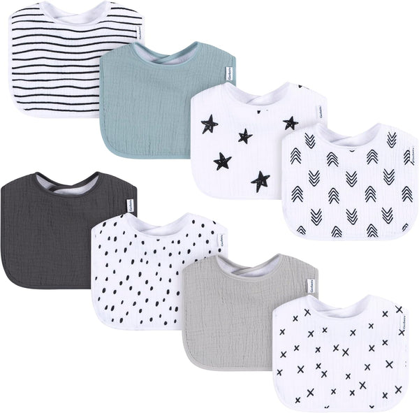 Gerber Unisex 8 Pack Baby Muslin Drooling Bibs