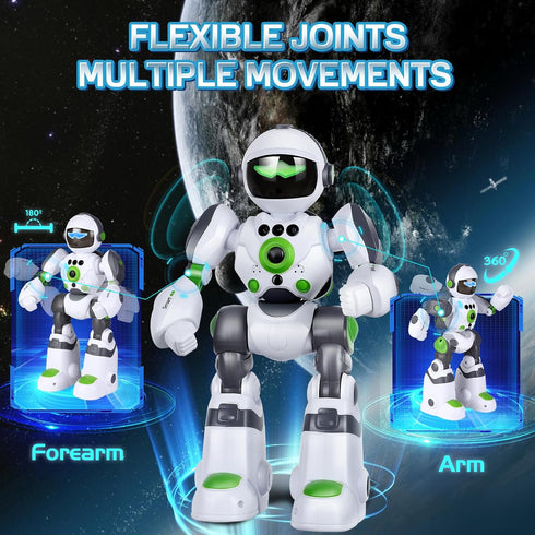 Programmable Robot Toys Gift for Kids: Remote Control Robot with Record Voice Music Dancing Gesture Control