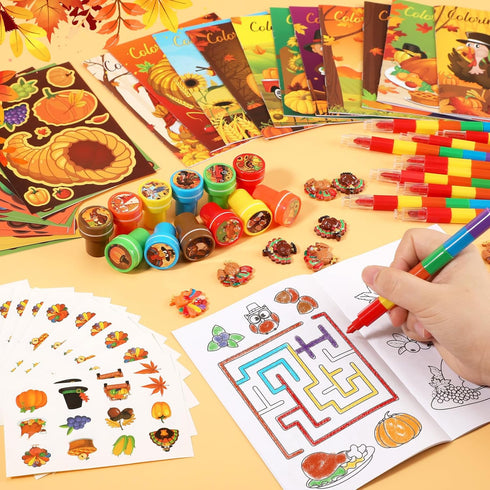 Set Craft12Set BenLouis Fall Party Favors for Kids Thanksgiving Day Classroom Gifts Prize Coloring Books Bulk