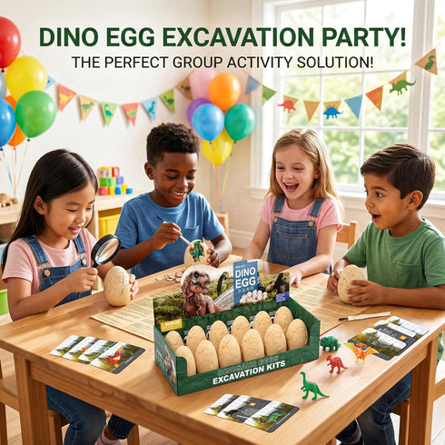 12 3 4 5 6 7 8 9 10 Dinosaur Eggs Dig Kit Toys for Kids, Dinosaur Eggs Excavation Kit with Magnifier, Easter Basket