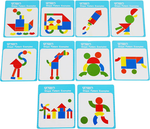 Wooden Magnetic Blocks Toys, Shape Pattern Building Block, Large Tangram Puzzles for Kids