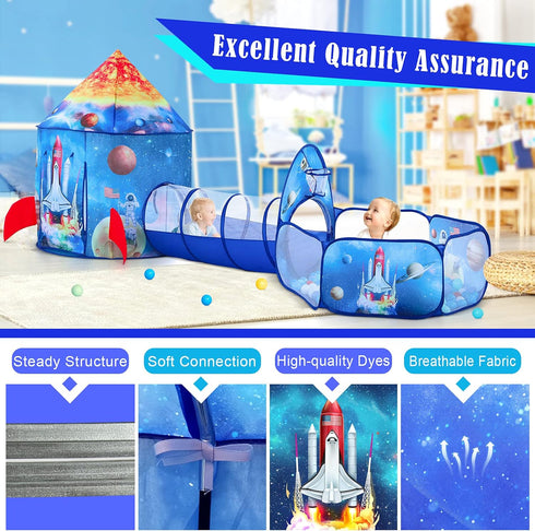 3PC Ball Pits for Toddlers - Kids Play Tent and Tunnel for Boys & Girls, Baby Pop Up Playhouse Toy for Indoor/Outdoor