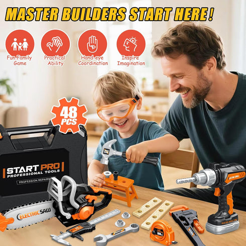 Set 48 Set 3 4 5 6 7, Kids Tool Toys, Pcs Toddler Tool with Portable Tool Box, Electronic Toy Drill & Electric