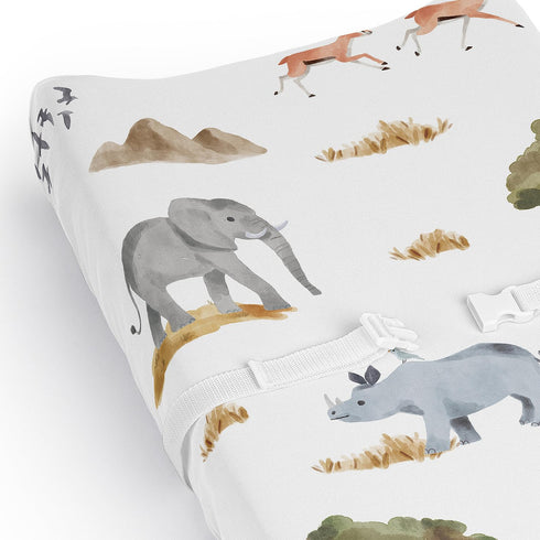 Sweet Jojo Designs Baby Changing Pad Cover Sheet (Jungle Animals) for Girls/Boys, Infant/Newborn Diaper Change Table