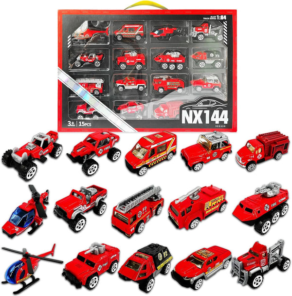 OTONOPI 15 Pack Fire Truck Toys Set, Fire Engine Emergency Vehicles, Die