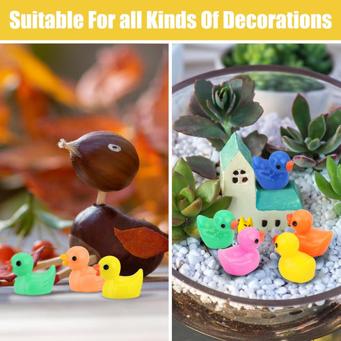 240 Pcs Mini Ducks: Tiny Duck Figurines for Garden Micro Landscape, Mini Resin Ducks for Dollhouse Decor