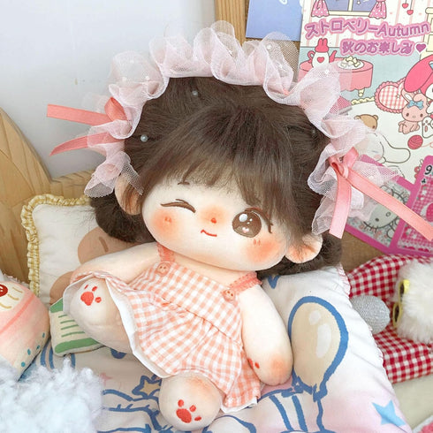 CALEMBOU Plush Doll, 20cm Cute Cotton Doll with Skeleton, Kawaii Anime Plushies Gift with Doll Clothes