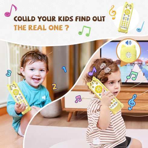3 50+ 6-18 FLAMDYNO Baby Remote Control Toy with Cat Silicone Teether Cover - Language Learning Toy