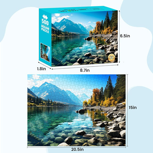 500 Piece Puzzle for Adults - Glacier Park Jigsaw Puzzles for Family Birthday Party