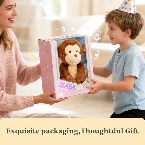 Toys,12.5" IKASA Monkey Stuffed Animals Plush Cute Plushie Soft Cuddly Plushy Fluffy Toy,Gifts for Family Kids Children