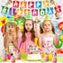 48 Pieces Art Birthday Party Supplies, Colorful Latex Balloons, Birthday Banner, Hanging Swirl Cake Cupcake Toppers for