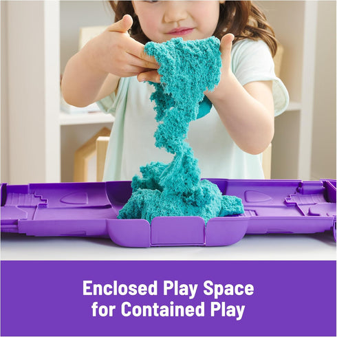 Kinetic Sand Castle Case with 1lb Teal Play Sand, Sensory Toys for Kids Ages 3 and Up, Multipurpose Storage Container