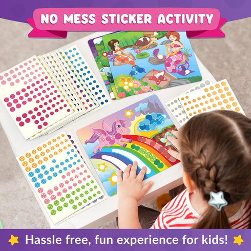 Funcils Dot Art Activity - Unicorn & Princess Sticker Art Kit for Kids, Toddler Craft Supplies for Ages 3-7