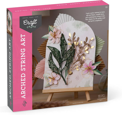 Craft Crush DIY String Art Craft Kit - Floral Interior Design Activity for Teens & Adults, Complete Kit with Embroidery