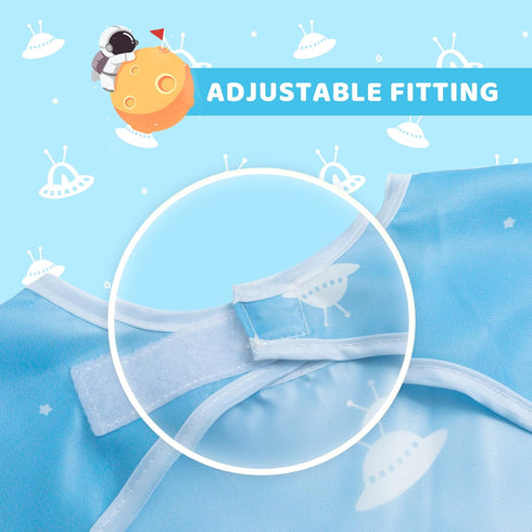 Little Dimsum Mess-Proof Baby Bibs - Long Sleeve Waterproof Feeding Art Smock, Pack of 2 Colors