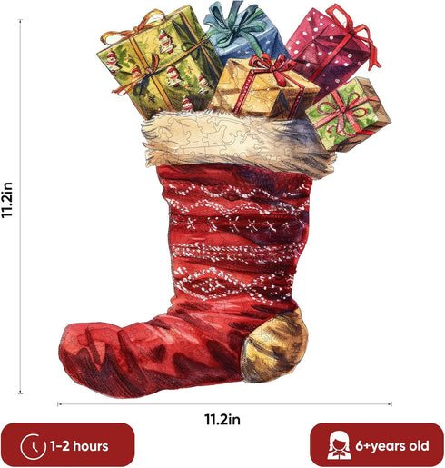 Wooden Puzzle for Adults - Christmas Boots Wooden Jigsaw Puzzles (150 pcs) - Beautiful Puzzle with Box