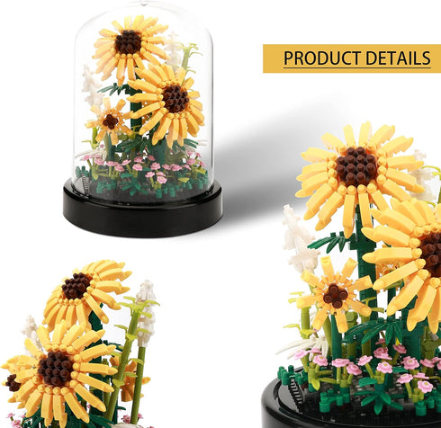 545 14+, Sunflower DIY Building Blocks Kit - PCS Botanical Flower Bouquet Micro Bricks for Adults and Ages Creative