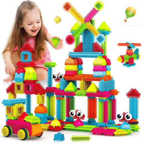 Contixo 144 pcs Bristle Shape 3D STEM Building Toys, Construction Learning Stacking