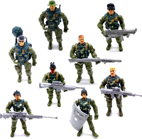 Guaishou 8 Pack Playset Action Figures Army Men Soldiers Toys Military Toy Realistic Accessories