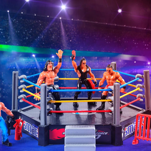 Skylety 32 Pcs Wrestling Toys with 12 Mini Wrestlers Action Figures and 20 Realistic Accessories Playset
