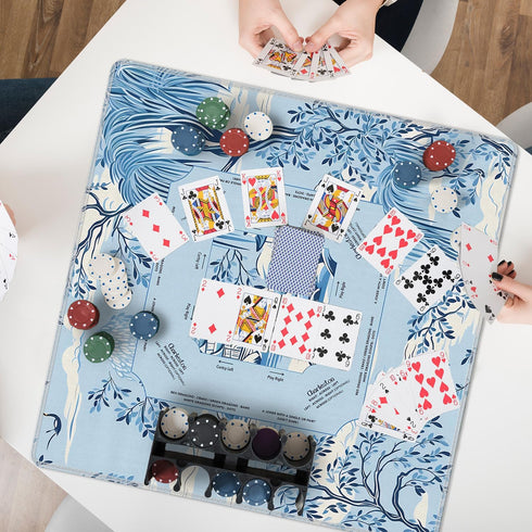 LZYRF 31.5 31.5 Blue and White Chinoiserie Mahjong Mat x in, Traditional Oriental Chinese Mountain Landscape Anti Slip