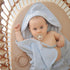 mushie Organic Cotton Baby Hooded Towel - Baby Blue