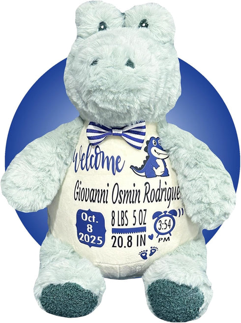 Birth Stat Stuffed Animal - Birth Announcement Stuffed Animals - Personalized Baby Boy Gifts Birth Information Plush