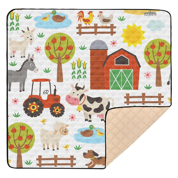 GOODOLD Farm Animals Baby Play Mat 50x50 Inch One-Piece Soft Crawling Mat Waterproof
