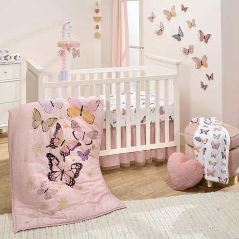 100% Lambs & Ivy Butterfly Dreams Breathable Cotton Fitted Baby Crib Sheet