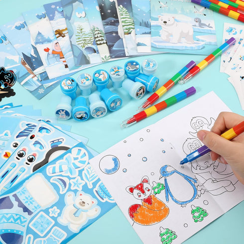 Set Frozen (12Set BenLouis Winter Party Favors Holiday Themed Coloring Book Classroom Gift Prizes Bulk for Students