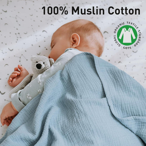 GLLQUEN BABY Muslin Swaddle Blankets, 2-Pack Neutral Receiving Blanket for Newborn Boys and Girls, Breathable Swaddle