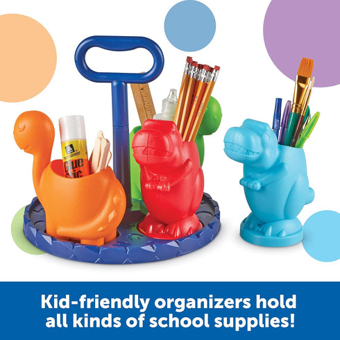 Learning Resources Create-a-Space Kiddy Center Dinos, 5 Pieces Kids Art Supplies Organizer, Storage Caddy for Crayons