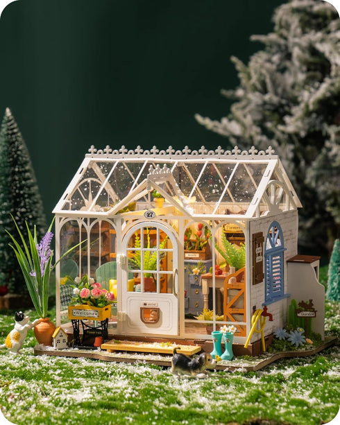 DIY Miniature House Kit, Dreamy Garden House for Adults, Mini House Making Kit with Furnitures