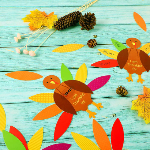 Gejoy 56 Pieces Thanksgiving Turkey Craft Kits DIY for School Activities Decoration Supplies, Makes Up to 8 Turkeys