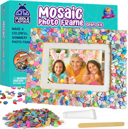 PURPLE LADYBUG DIY Mosaic Photo Frame Craft Kit - Summer Activities for Kids & Teens, Arts & Crafts for Girls 8-12