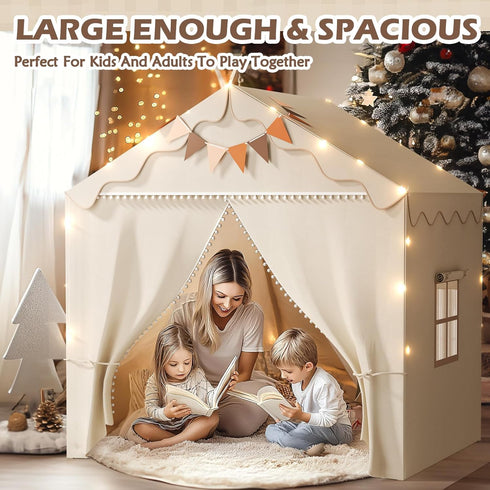 2 1 2 4 51" 39" 53", Treestone Play Tent for Kids, in Toddler Tent with Padded Mat and Light, Large Playhouse for Kids
