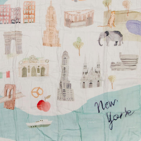 Loulou Lollipop Soft Baby Swaddle Blanket, Muslin Wrap for Newborn to Toddler, Large 47” by 47” - City NYC