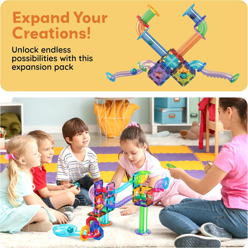 Pack 3+ PTG01 PicassoTiles Magnetic Marble Run Add-On Expansion for Magnet Tile Building Blocks Maze Construction Toy