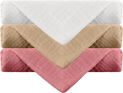 Qianyu 3 Pack Soft Baby Washcloths Muslin Burp Cloths Makeup Remover Cloths Absorbent Cotton Face Towel Reusable Wash