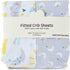 Generic 2-Piece 100% Cotton Fitted Crib Sheets for Baby Star & Moon Print,